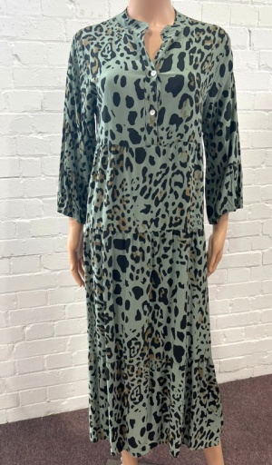 Kris Ana Green Leopard Print Dress